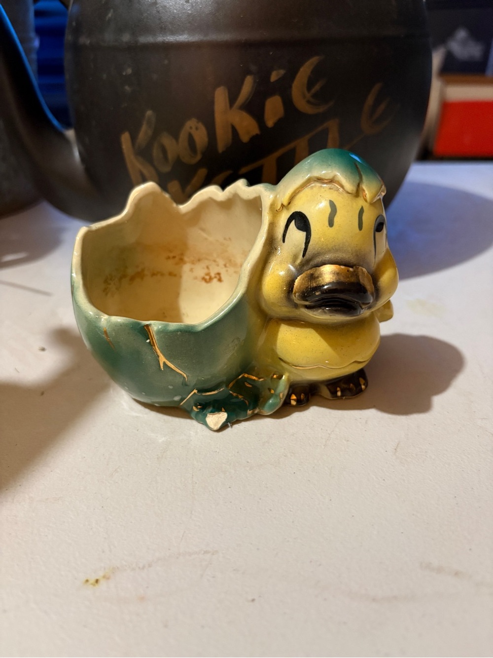 Shawnee Vintage Ceramic Duck Planter - Yellow & Teal - Picture 4 of 10